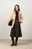 Carla Reversible Detachable Scarf Coat in Merino Wool