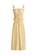 Lalia Flora Top and Maxi Skirt Matching Set in Linen Blend