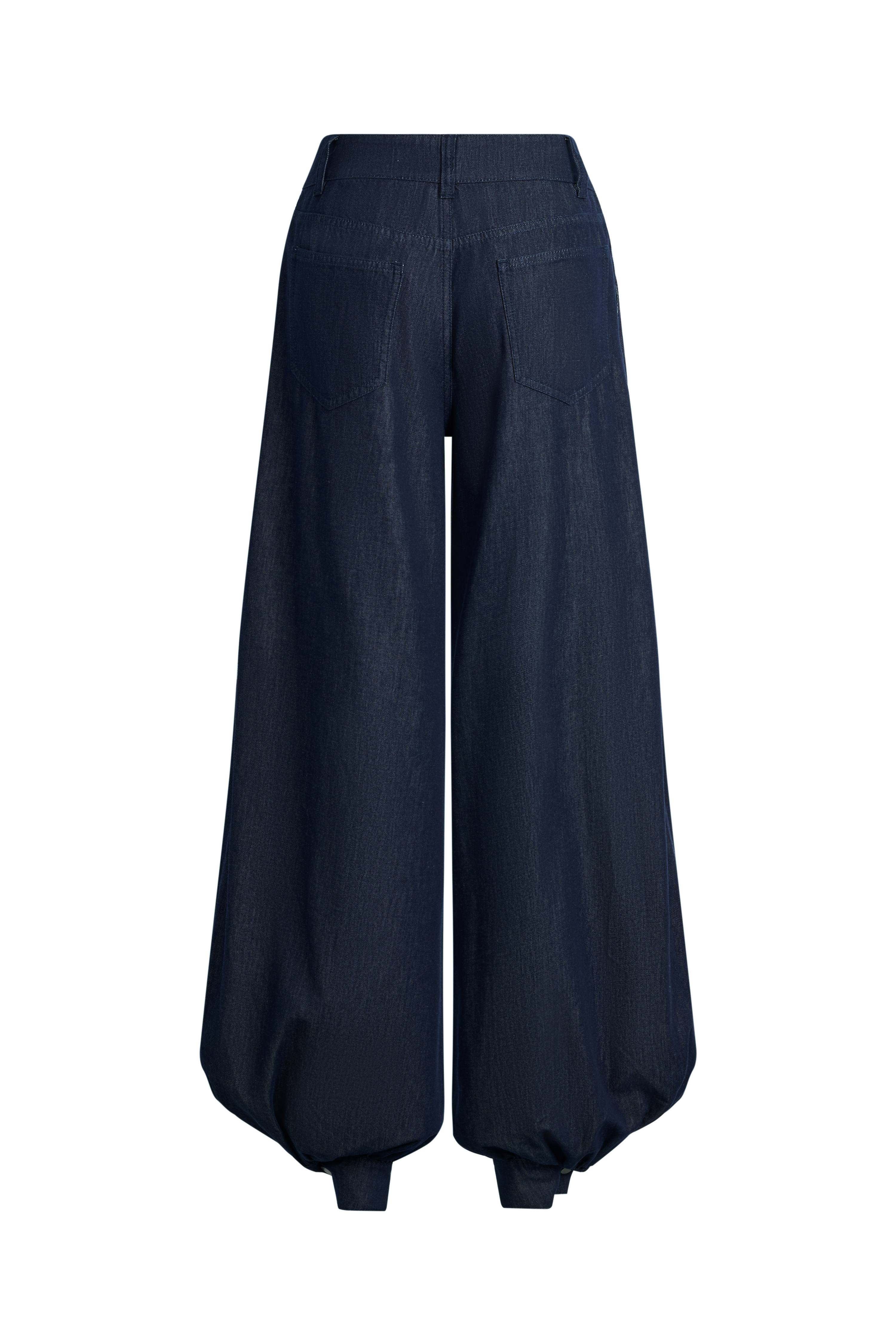 Bonnie Handwork Pleats Balloon Jeans in Acetate Tencel Denim