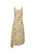 Sienna V Neck Flora Print Dress in Linen