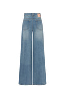 Jean Nico orné cousu main en denim léger lavé