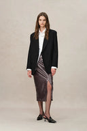 Jupe Midi Fendue Superposable en Sequins Sirène Scintillants