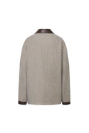 Boxy Style Utility Jacket in Heathered Herringbone