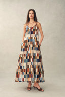 Morven Bademantelkleid mit Mosaikmuster aus gebürstetem Seidenmischgewebe