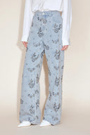 Jeans Star de pierna recta en denim de algodón con cuentas