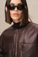 Thebe Faux Leather Puffer Jacket in Vegan Leather