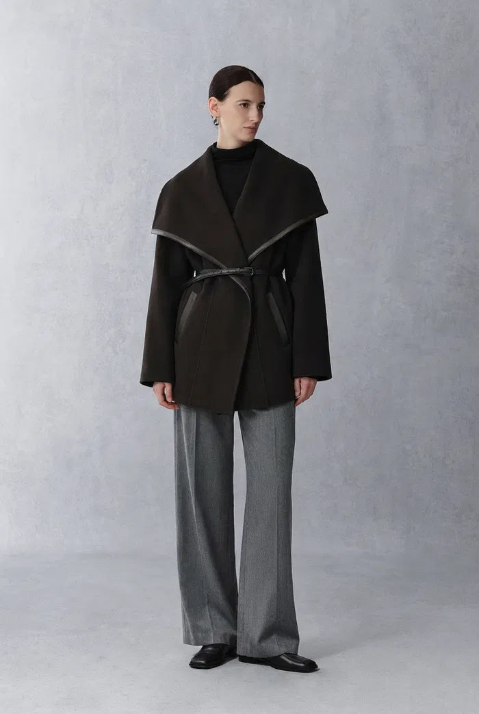 Gallion Big Lapel Coat in Double-Face Merino Wool