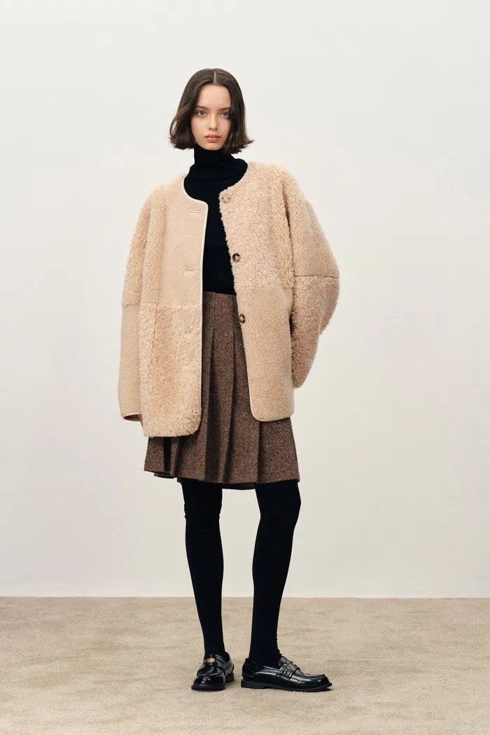 Walcott Reversible Shearling Jacket in Merino Wool Teddy and Faux Leather