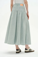 Falda de mezclilla plisada Rose en denim de verano - mezclilla azul lavado claro