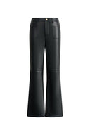 Susan Knee Seams Cropped Flared Faux Pants in Non Animal leather