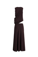 Florence Asymmetric Draped Sleeveless Top and Maxi Skirt Set in Cotton Modal Knit