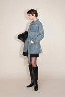 Harper Floral Safari Utility Jacket in Jacquard Denim
