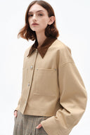 Morston Kontrastfarbige, verkürzte Jacke aus 100% Baumwoll-Twill
