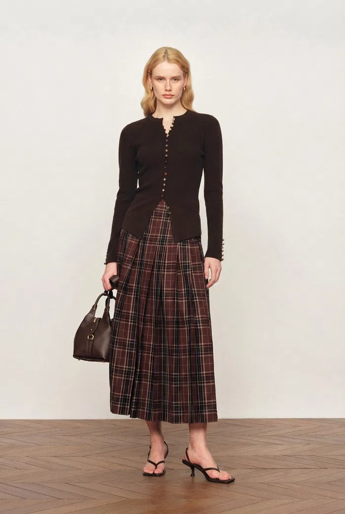 Kaia Hand Sewn Buttons Fitted Top in Merino Wool Knit