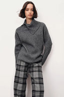 Hannah Asymmetrical Scarf Collar Sweater in Yak Down Knit