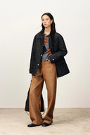 Isla Contrast Collar Quilted Down Jacket in Water-Resistant Cotton