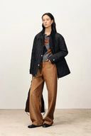 Isla Contrast Collar Quilted Down Jacket in Water-Resistant Cotton