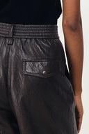 Nellie Elasticated Waist Wide Leg Trousers in Protein Leather