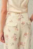 Pantalones de pierna ancha Flora Floral en mezcla de lino para traje