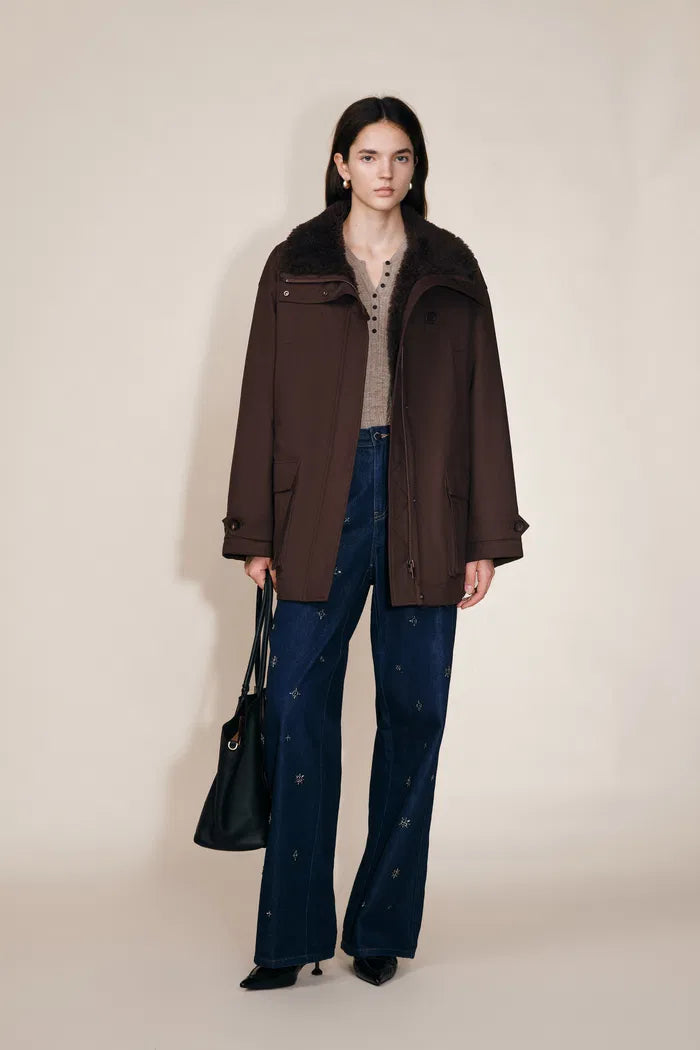 Monica Water and Wind Repellent Fur Collar Down Jacket in Triple Protection Coat Fabric