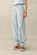 Hazel Boho Embroidery Jacquard Halterneck Sleeveless Top and Pants Set in Cotton