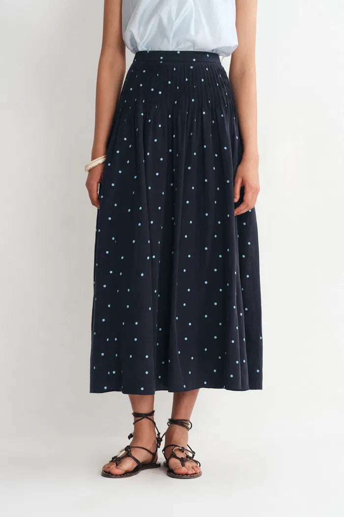Nora Polka Dot Skirt in Linen Blend