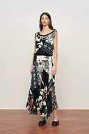 Calista Scarf Panel Draped Sleeveless Dress in Viscose