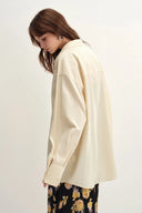 Nicole Pleated Sleeve Oversized Shirt in Cotton Plain Weave