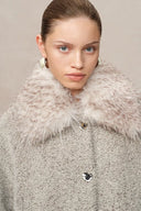 Blossom Detachable Fur Collar Coat in Ultra-Light Alpaca Bouclé Blossom Detachable Fur Collar Coat in Ultra-Light Alpaca Bouclé