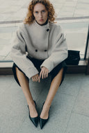 Asa Belted Low Waist Cropped Coat in Wool Blend