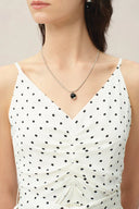 Luna Polka Dot Tie Dress in Mulberry Silk