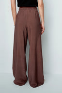 Pantalon Large à Taille Élastique Harper en Soie Mûrier Séchée