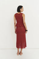 Grazia Heart Shaped Openwork Sleeveless Top and Skirt Set in Linen Blend