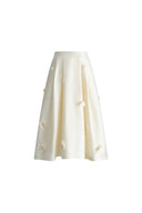 Falda floral 3D artesanal Lea en satén de seda y lana