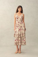 Seraphina Pomegranate  Sleeveless Dress in Linen Blend