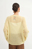 Sally Hand Crochet 3D Floral Camellia Sweater in Mohair Blend