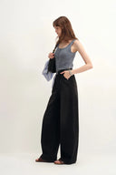 Débardeur gris Henley Anna en laine mérinos avec stretch