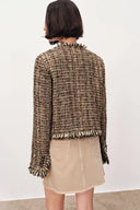 Swift kastige Tweed-Jacke aus Tencel-Wolle und Acetat-Satin