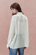 Brielle Oversized Flora Shirt in Silk-Linen Georgette