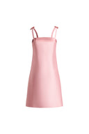 Katia 3D Handcrafted Flower Strap Dress in Silk-Wool Satin