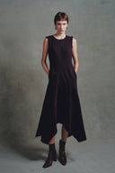 Mooneye Irregular Hem Sleeveless Dress in Cotton Denim