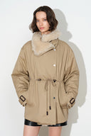 Isolde Drawstring Waist Parka Jacket in 90% White Goose Down