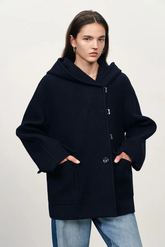 Harper Sailor Style Oversized Hood Parka in Merino Wool Knit