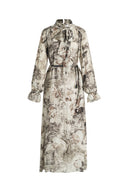 Eira Band Langarm Bedrucktes Kleid aus Cupro