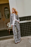 Star Hand Beaded Straight Leg Jeans in Cotton Denim