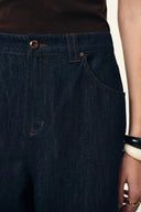 Jeans de pierna recta Brielle en mezclilla con mezcla de lino