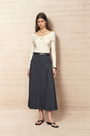 Lyra Reversible Bow Off Shoulder Knit Top