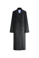 Audrey Gradient Herringbone Straight Long Coat in Merino Wool