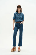 Nora Cropped Flare Jeans in Stretch Denim
