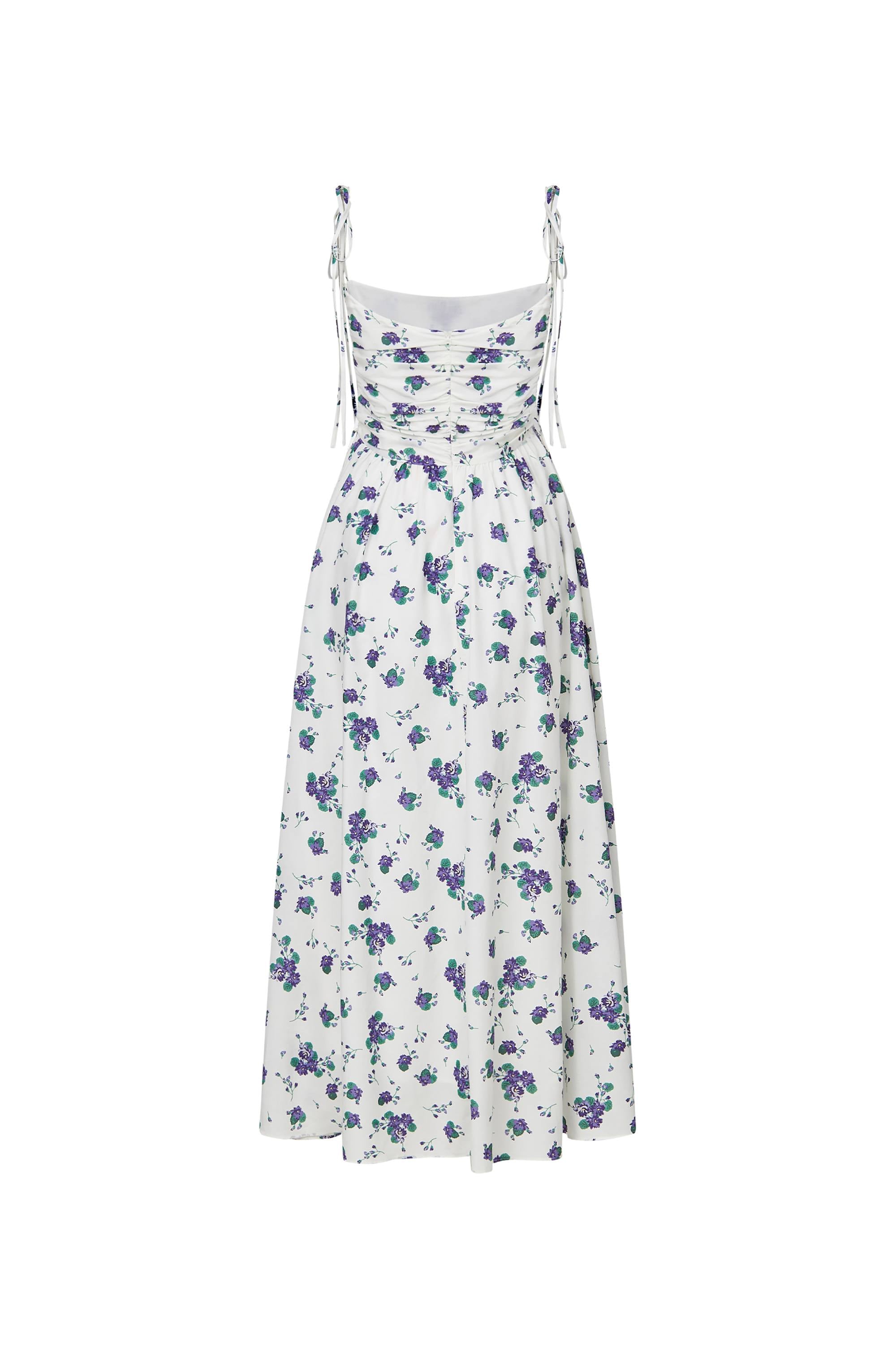 Lottie Floral Print Dress in Silk Cotton Blend XS